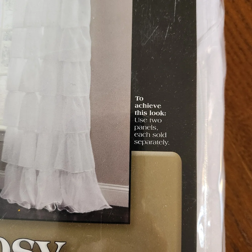 BB&B Curtains Crushed Voile Set of 3 Ruffled Rod Pocket Panels 60